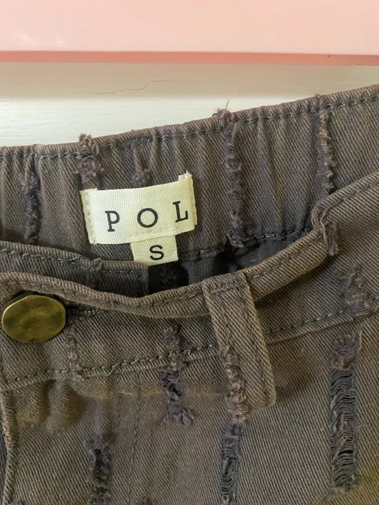 POL Patchwork Lace Cargo Pants Boho Cottagecore Brown Size S 100% Cotton - Picture 2 of 7